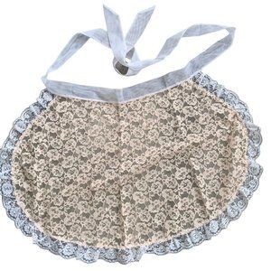 Vintage Romantic Floral Lace Pastel Sheer Half Apron